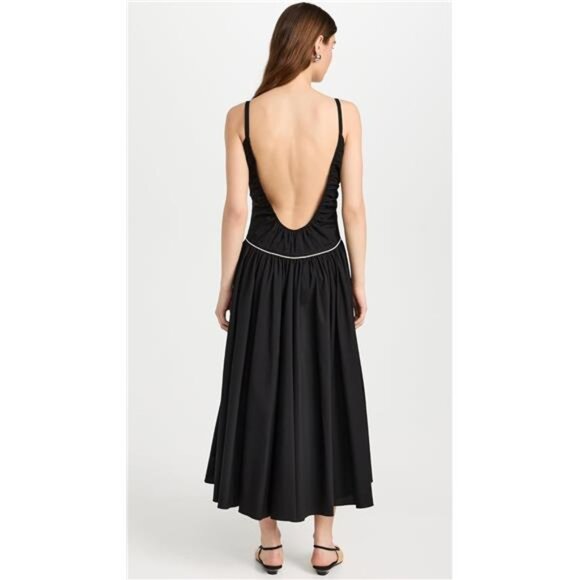 Caroline Constas Orella Midi Dress Black Off White Corset Sweetheart Balletcore - Picture 3 of 6
